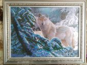 Картина бисером "Волки в зимнем лесу"