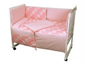 Набор в детскую кровать размер 60х120 "Клеточка" розовый